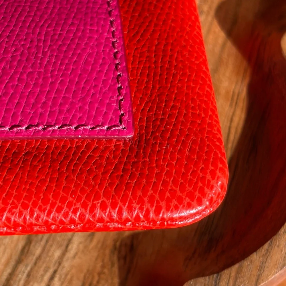 Coach Cardinal Pink Ruby Crossgrain Leather Small Wristlet F5314